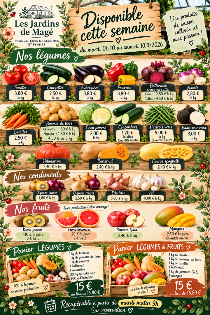 Marché de saison aux Jardins de Magé